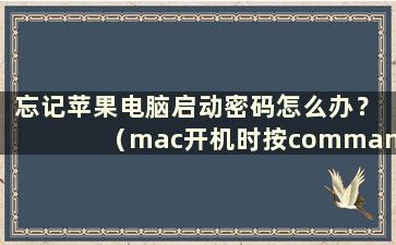 忘记苹果电脑启动密码怎么办？ （mac开机时按command+r没有反应）